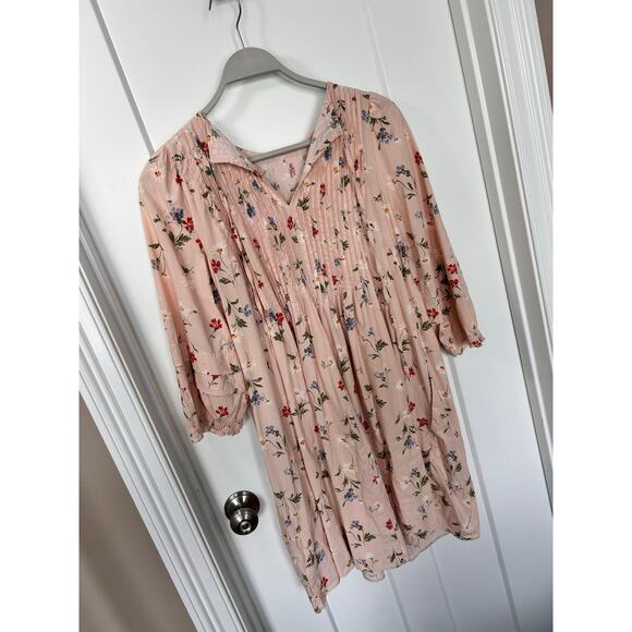 Madewell‎ Women's Pintuck Puff-Sleeve Mini Dress in Seaside Floral Pink Size sm - Picture 5 of 15